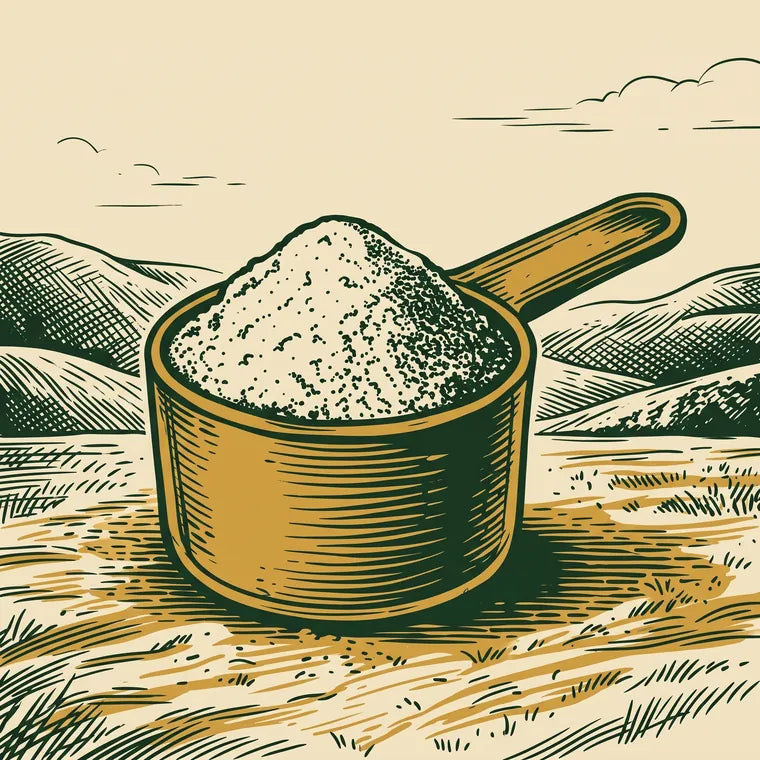 Engraving of a full scoop of protein powder