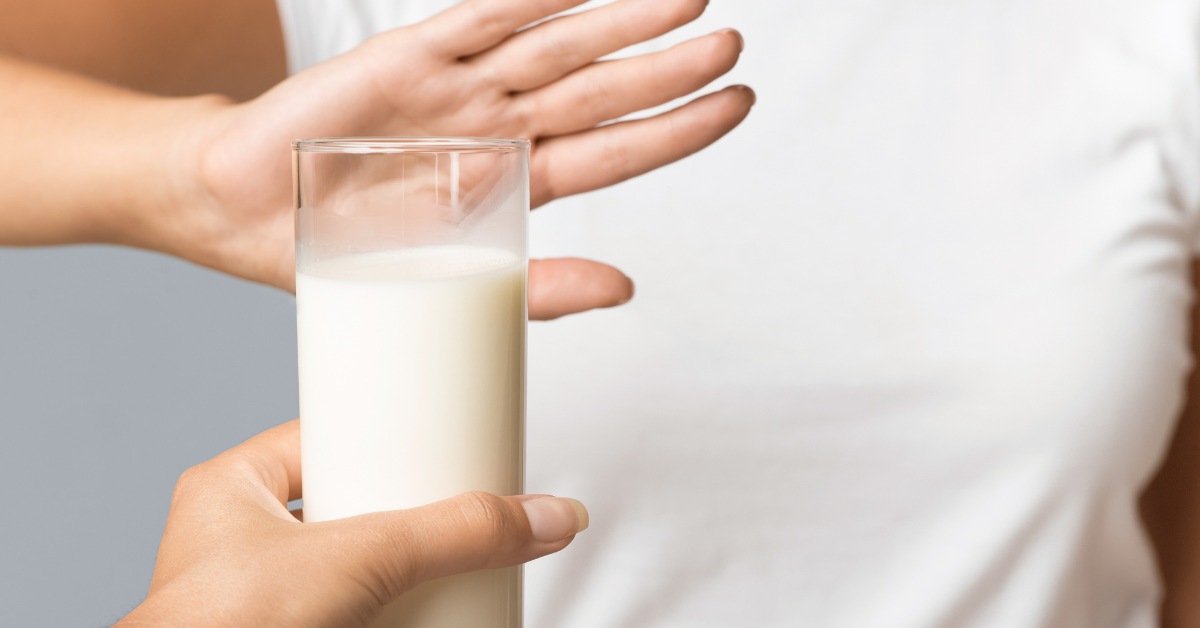 Glass of milk crossed out representing a dairy-free and lactose-free diet