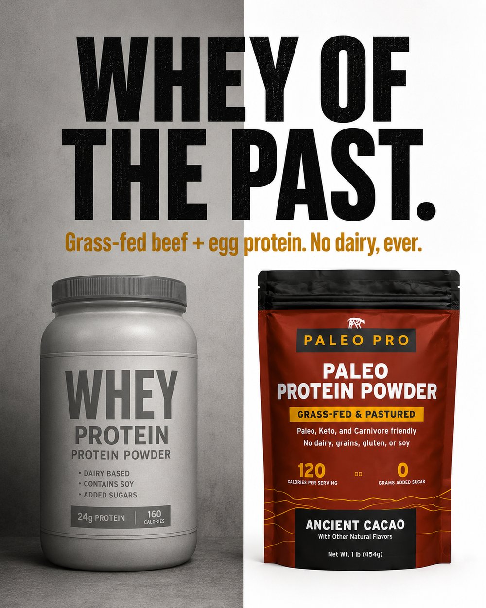 Whey of the past — beef + egg protein is the upgrade