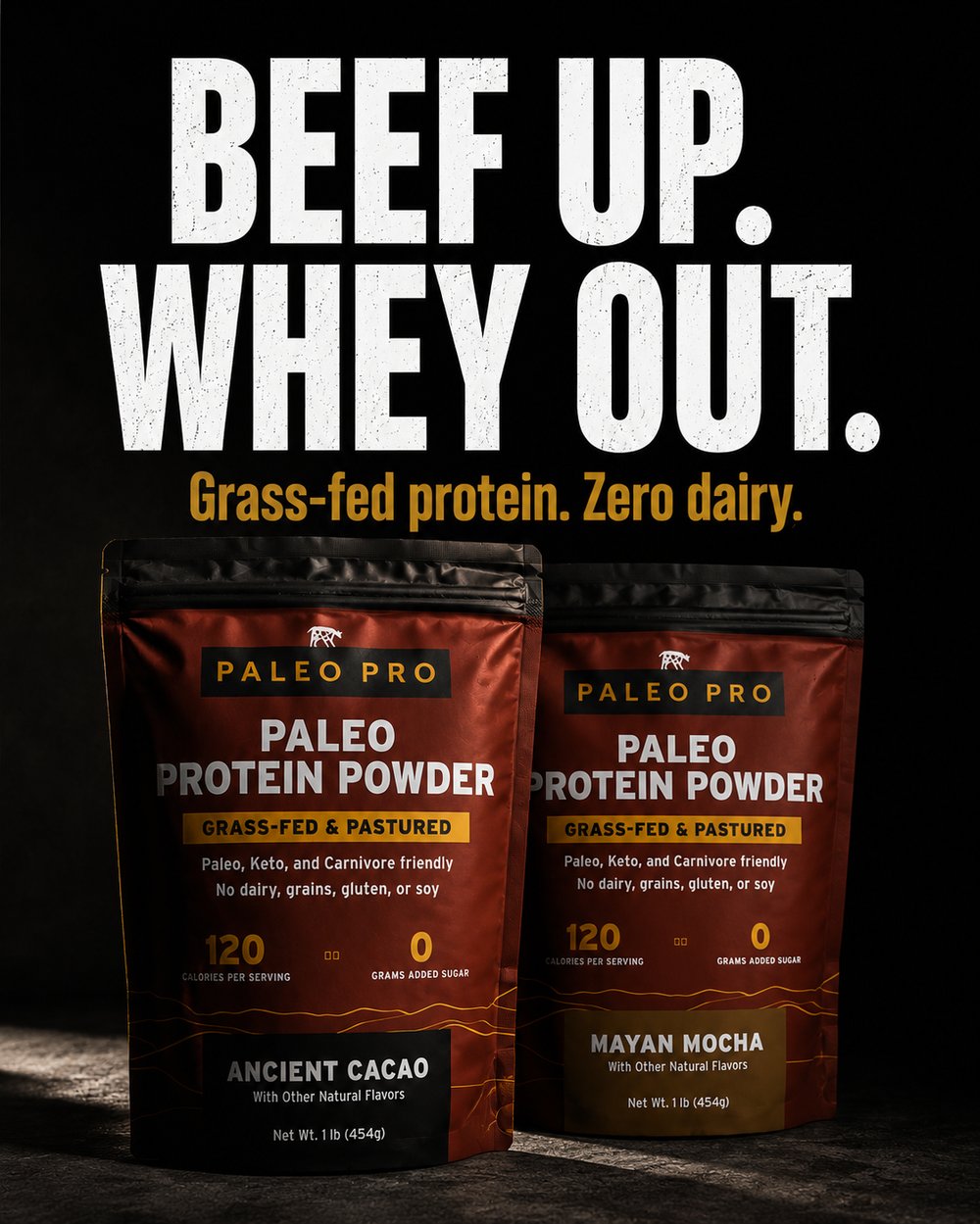 Beef Up. Whey Out. ad