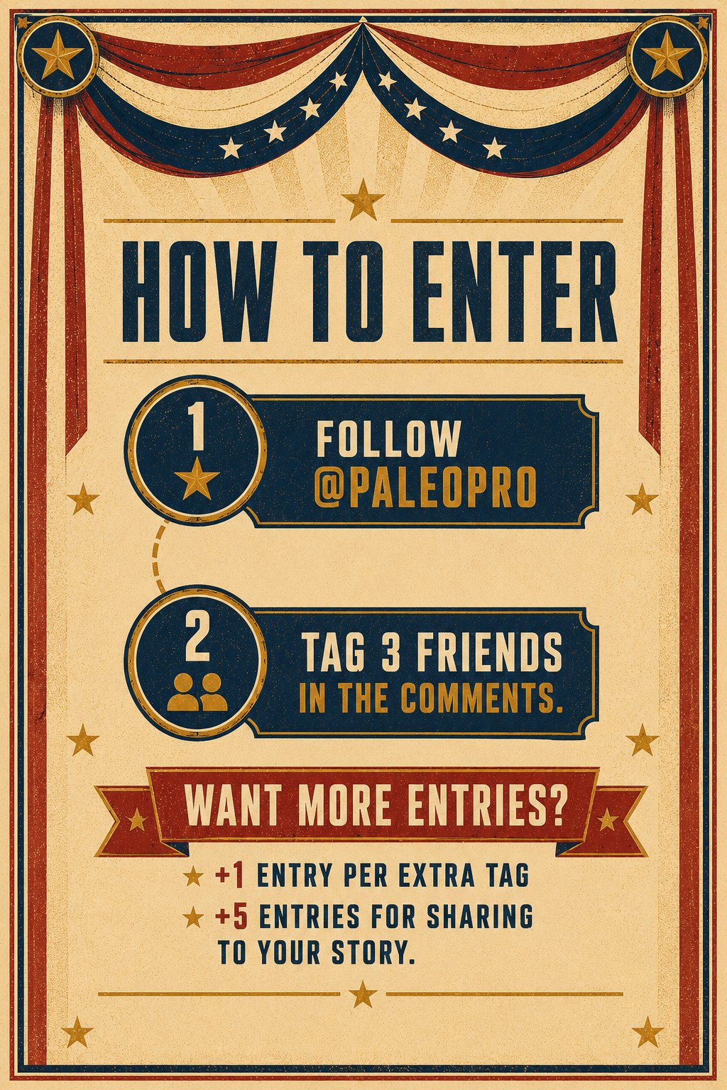 How to enter — follow PaleoPro and tag 3 friends