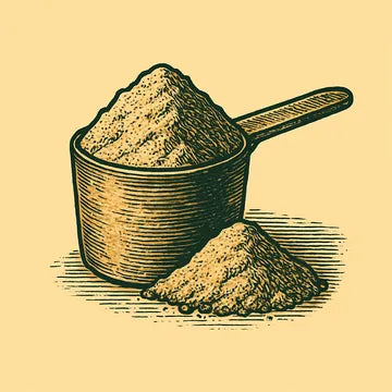 Engraving of a heaping scoop of protein powder